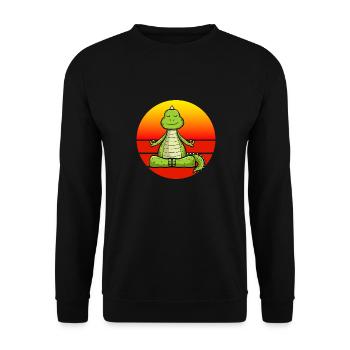 Yoga Dino, Meditation Yoga für Kinder und Eltern - Unisex Pullover - Schwarz - Vorne - Alina (178cm) & Michal (187cm)