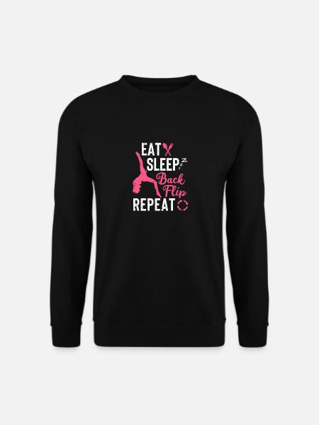Eat Sleep Back Flip Repeat Akrobat Gymnastik Funny - Unisex Pullover - Schwarz