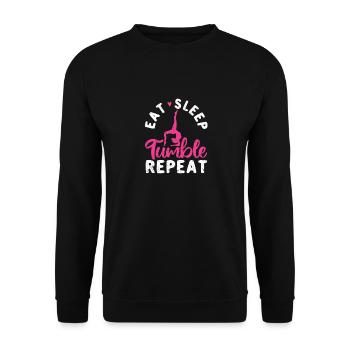 Eat Sleep Tumble Repeat Gymnastics Funny Gymnast - Unisex Pullover - Schwarz - Vorne - Alina (178cm) & Michal (187cm)