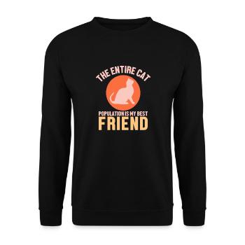 The entire cat population is my friend - Unisex Pullover - Schwarz - Vorne - Alina (178cm) & Michal (187cm)