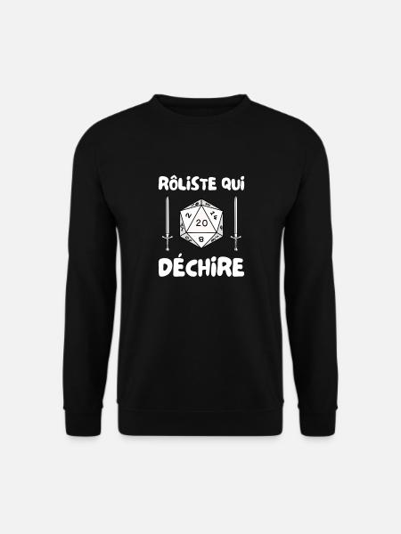 rôliste qui déchire - dé de 20 et épée - Sweat-shirt Unisexe - noir