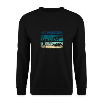 La vie est meilleure dans l’hélicoptère aérien - Sweat-shirt Unisexe - noir - Devant - Alina (178cm) & Michal (187cm)
