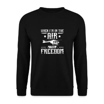 Dans les airs, je sens la liberté hélicoptère - Sweat-shirt Unisexe - noir - Devant - Alina (178cm) & Michal (187cm)