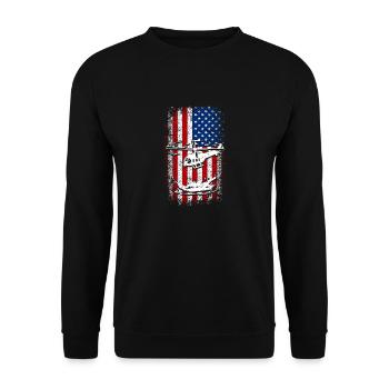 Hélicoptère drapeau américain des États-Unis - Sweat-shirt Unisexe - noir - Devant - Alina (178cm) & Michal (187cm)