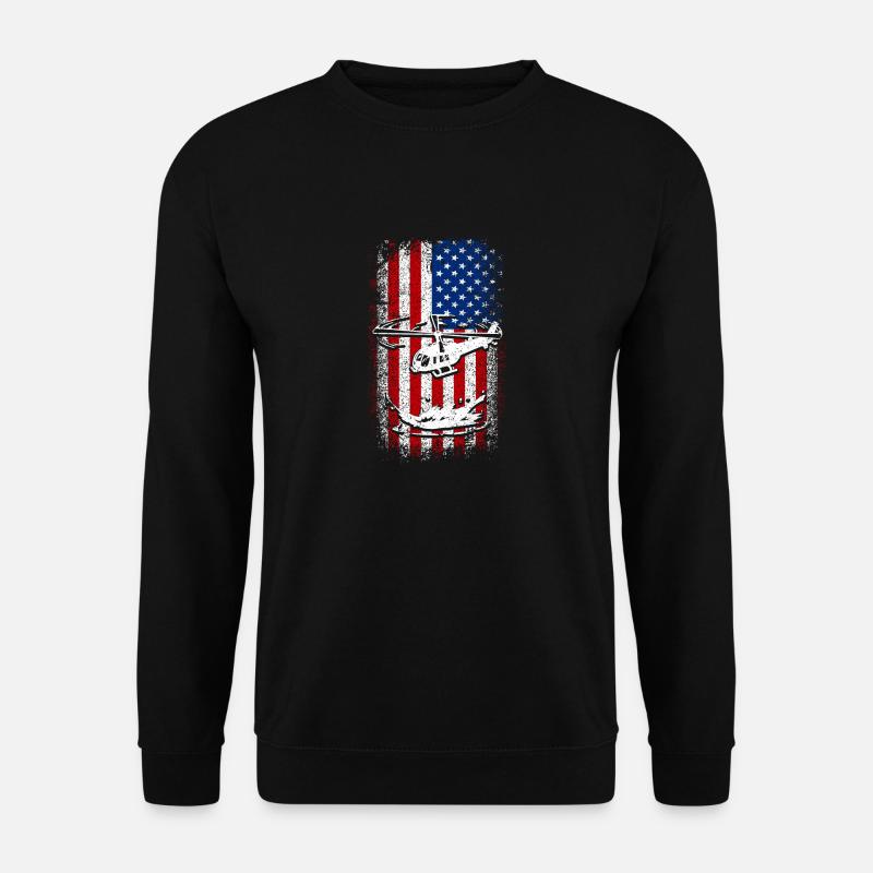 Hélicoptère drapeau américain des États-Unis - Sweat-shirt Unisexe - noir
