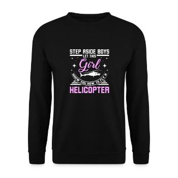 Laissez cette fille vous montrer comment piloter un hélicoptère - Sweat-shirt Unisexe - noir - Devant - Alina (178cm) & Michal (187cm)