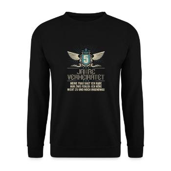 5 years married only 2 mistakes 5th wedding anniversary - Unisex Sweatshirt - black - Front - Alina (178cm) & Michal (187cm)