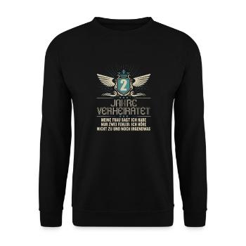 2 ans marié seulement 2 erreurs 2.Anniversaire de mariage - Sweat-shirt Unisexe - noir - Devant - Alina (178cm) & Michal (187cm)