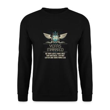 30 ans marié seulement 2 erreurs 30.Anniversaire de mariage - Sweat-shirt Unisexe - noir - Devant - Alina (178cm) & Michal (187cm)