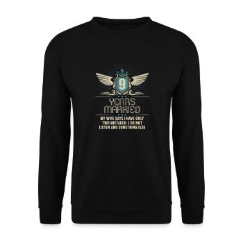 9 ans marié seulement 2 erreurs 9.Anniversaire de mariage - Sweat-shirt Unisexe - noir - Devant - Alina (178cm) & Michal (187cm)