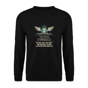 2 ans marié seulement 2 erreurs 2.Anniversaire de mariage - Sweat-shirt Unisexe - noir - Devant - Alina (178cm) & Michal (187cm)