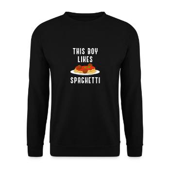 Boy Likes Spaghetti Cuisine italienne Pâtes - Sweat-shirt Unisexe - noir - Devant - Alina (178cm) & Michal (187cm)