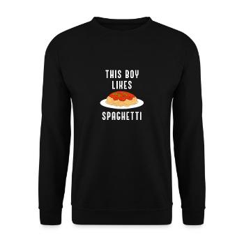 Junge mag Nudelnudeln essen Spaghetti Essen - Unisex Pullover - Schwarz - Vorne - Alina (178cm) & Michal (187cm)