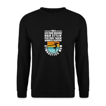 Ich bin ein Trikot Washin 'Gymnastik Mom Funny - Unisex Pullover - Schwarz - Vorne - Alina (178cm) & Michal (187cm)