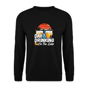 Day drinking on the lake - Unisex Sweatshirt - black - Front - Alina (178cm) & Michal (187cm)