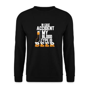 In case accident my blood type is beer - Unisex Sweatshirt - black - Front - Alina (178cm) & Michal (187cm)
