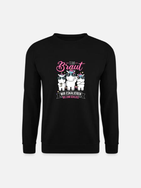 Team Braut JGA Einhorn Hochzeit Junggesellenabschi - Unisex Pullover - Schwarz