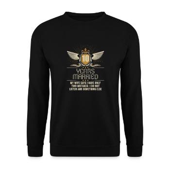 10 ans marié seulement 2 erreurs 10ème anniversaire de mariage - Sweat-shirt Unisexe - noir - Devant - Alina (178cm) & Michal (187cm)