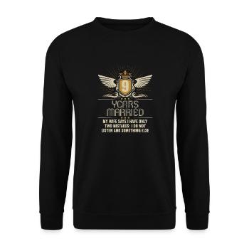 9 ans marié seulement 2 erreurs 9.Anniversaire de mariage - Sweat-shirt Unisexe - noir - Devant - Alina (178cm) & Michal (187cm)