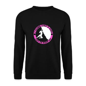 Climb Like A Girl Rock Climbing Girl - Unisex Sweatshirt - black - Front - Alina (178cm) & Michal (187cm)
