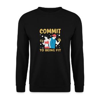 commit to being fit - Unisex Sweatshirt - black - Front - Alina (178cm) & Michal (187cm)