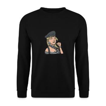 Retro Woman Style Retro Woman Style Geschenk Inspi - Unisex Pullover - Schwarz - Vorne - Alina (178cm) & Michal (187cm)