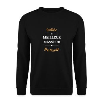 Certifié meilleur masseur du monde - Sweat-shirt Unisexe - noir - Devant - Alina (178cm) & Michal (187cm)