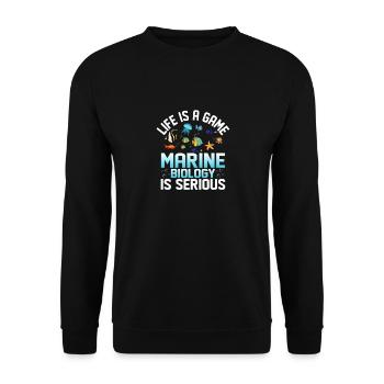 La vie est un jeu La biologie marine est sérieuse Ocean Stu - Sweat-shirt Unisexe - noir - Devant - Alina (178cm) & Michal (187cm)