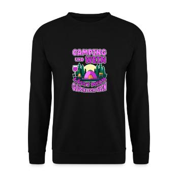 Frauen Camping Und Wein lässt mich Glücklich sein - Unisex Pullover - Schwarz - Vorne - Alina (178cm) & Michal (187cm)