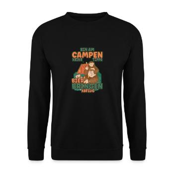 Bin am Campen keine Tipps Bier bringen Abflug Zelt - Unisex Pullover - Schwarz - Vorne - Alina (178cm) & Michal (187cm)