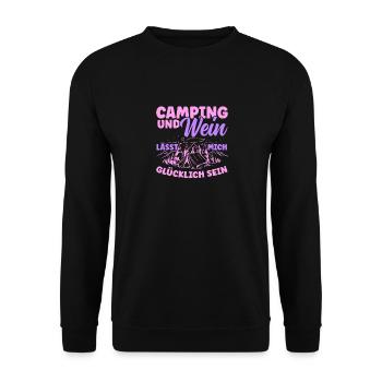 Frauen Camping Und Wein lässt mich Glücklich sein - Unisex Pullover - Schwarz - Vorne - Alina (178cm) & Michal (187cm)