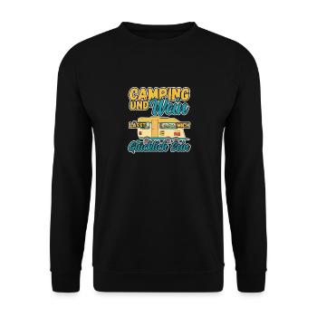 Frauen Camping Und Wein lässt mich Glücklich sein - Unisex Pullover - Schwarz - Vorne - Alina (178cm) & Michal (187cm)
