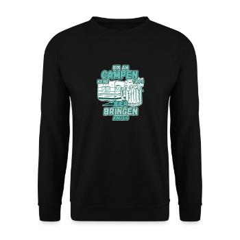 Bin am Campen keine Tipps Bier bringen Abflug Zelt - Unisex Pullover - Schwarz - Vorne - Alina (178cm) & Michal (187cm)