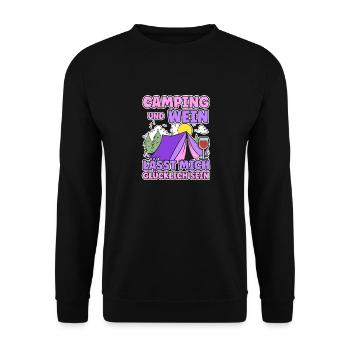 Frauen Camping Und Wein lässt mich Glücklich sein - Unisex Pullover - Schwarz - Vorne - Alina (178cm) & Michal (187cm)