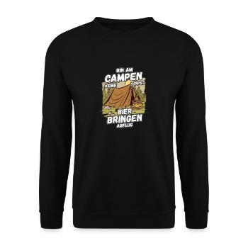 Bin am Campen keine Tipps Bier bringen Abflug Zelt - Unisex Pullover - Schwarz - Vorne - Alina (178cm) & Michal (187cm)