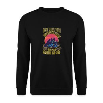 Ich Bin Ein Einfacher Mann Ich Mag Camping Bier - Unisex Pullover - Schwarz - Vorne - Alina (178cm) & Michal (187cm)