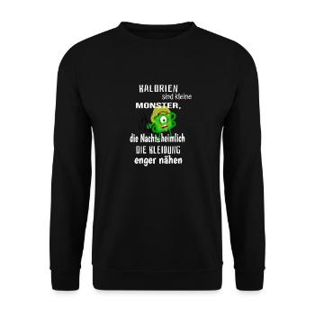 Kalorien sind kleine Monster - Unisex Pullover - Schwarz - Vorne - Alina (178cm) & Michal (187cm)