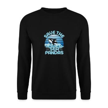Save The Sea Pandas Marine Biology Scientist - Unisex Pullover - Schwarz - Vorne - Alina (178cm) & Michal (187cm)