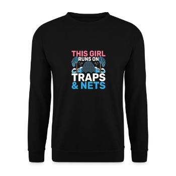 Cette fille court sur des pièges et des filets Biologie marine Sci - Sweat-shirt Unisexe - noir - Devant - Alina (178cm) & Michal (187cm)
