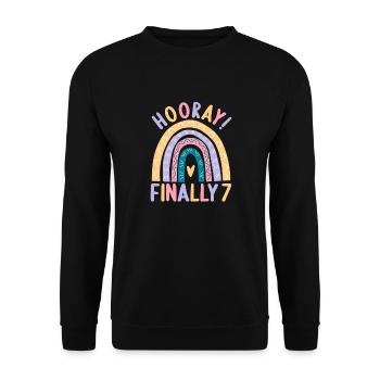 7 years Rainbow Rainbow 7th birthday - Unisex Sweatshirt - black - Front - Alina (178cm) & Michal (187cm)