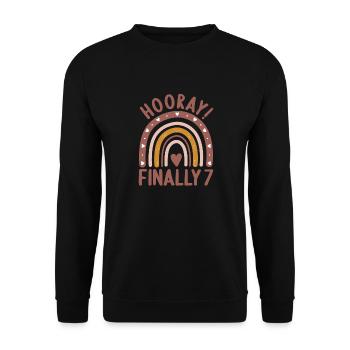 7 years Rainbow Rainbow 7th birthday - Unisex Sweatshirt - black - Front - Alina (178cm) & Michal (187cm)