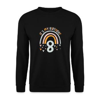 8 years Rainbow Rainbow 8th birthday - Unisex Sweatshirt - black - Front - Alina (178cm) & Michal (187cm)