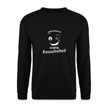 Ich kann gucken wie ich will - Fressefreiheit! - Unisex Pullover - Schwarz - Vorne - Alina (178cm) & Michal (187cm)