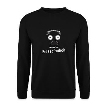 Ich kann gucken wie ich will - Fressefreiheit! - Unisex Pullover - Schwarz - Vorne - Alina (178cm) & Michal (187cm)