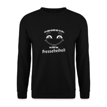 Ich kann gucken wie ich will - Fressefreiheit! - Unisex Pullover - Schwarz - Vorne - Alina (178cm) & Michal (187cm)