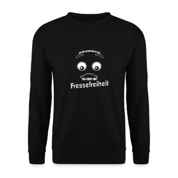 Ich kann gucken wie ich will - Fressefreiheit! - Unisex Pullover - Schwarz - Vorne - Alina (178cm) & Michal (187cm)