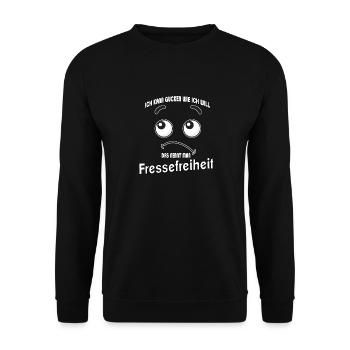 Ich kann gucken wie ich will - Fressefreiheit! - Unisex Pullover - Schwarz - Vorne - Alina (178cm) & Michal (187cm)