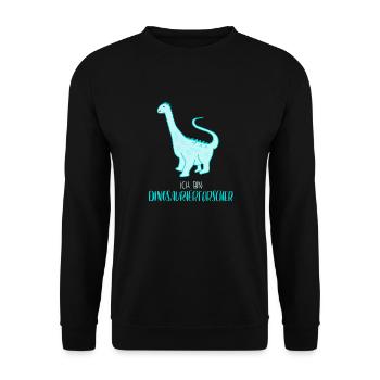 Dinosaurierforscher Türkis - Unisex Pullover - Schwarz - Vorne - Alina (178cm) & Michal (187cm)