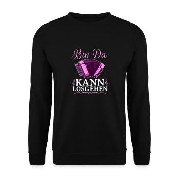 Bin Da Kann Losgehen, Steirische Harmonika - Unisex Pullover - Schwarz - Vorne - Alina (178cm) & Michal (187cm)