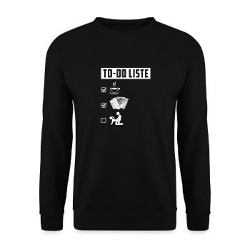 Steirische Harmonika To Do Liste, Lustiges - Unisex Pullover - Schwarz - Vorne - Alina (178cm) & Michal (187cm)